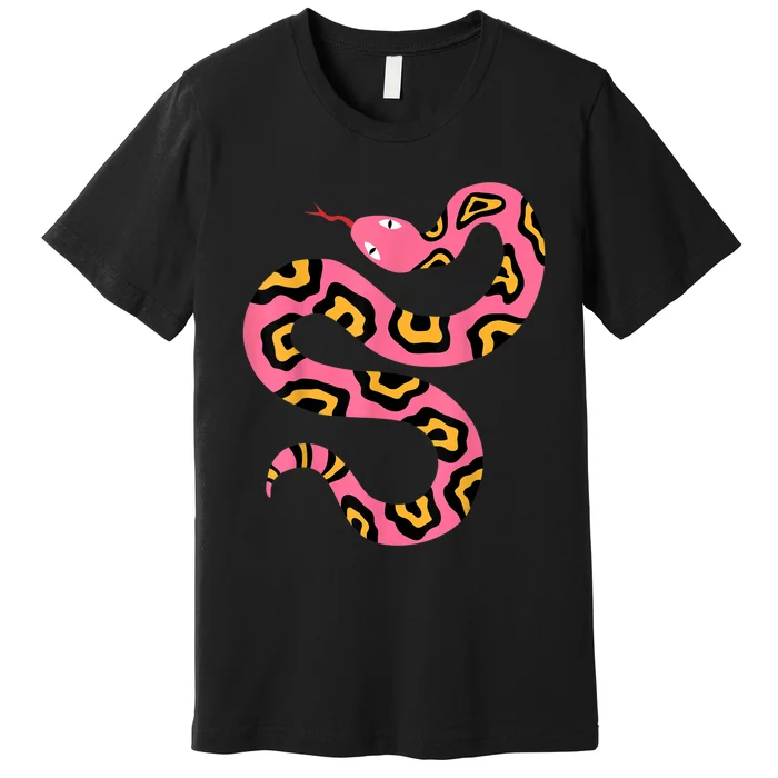 Pink Snake Sky Herpetologist Reptile Python Lover Premium T-Shirt