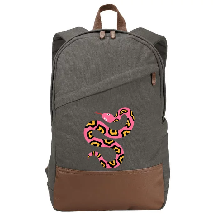 Pink Snake Sky Herpetologist Reptile Python Lover Cotton Canvas Backpack