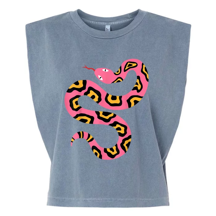 Pink Snake Sky Herpetologist Reptile Python Lover Garment-Dyed Women's Muscle Tee