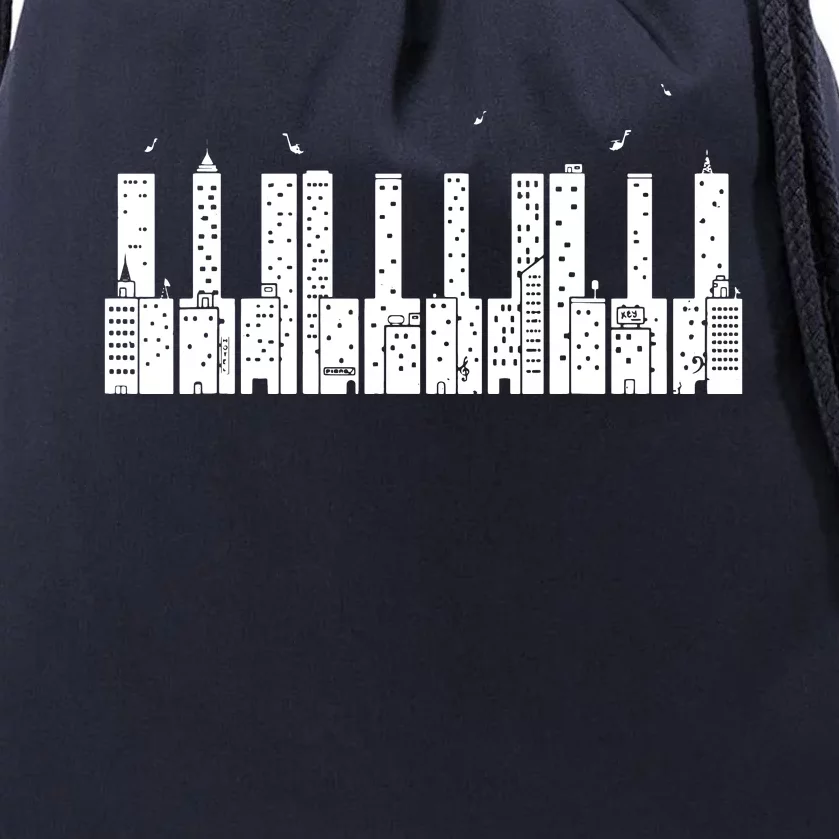 Piano Shirts Skyline Keyboard Music Drawstring Bag