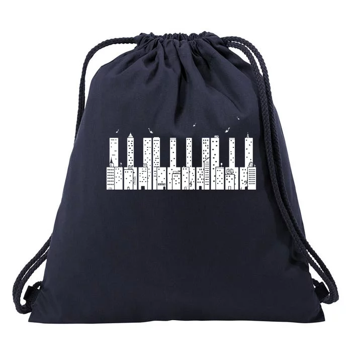 Piano Shirts Skyline Keyboard Music Drawstring Bag