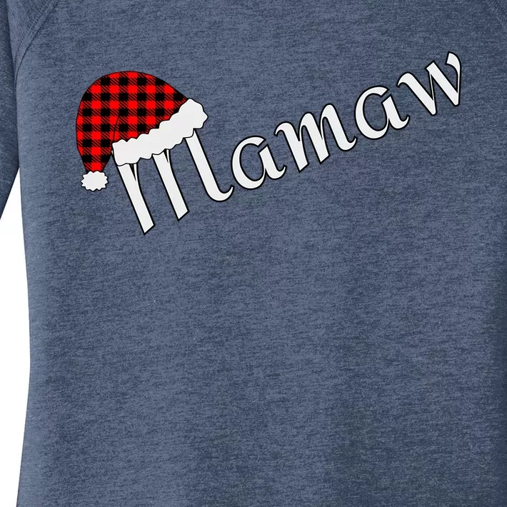 Plaid Santa Sleep Hat Mamaw Gift Women's Perfect Tri Tunic Long Sleeve Shirt