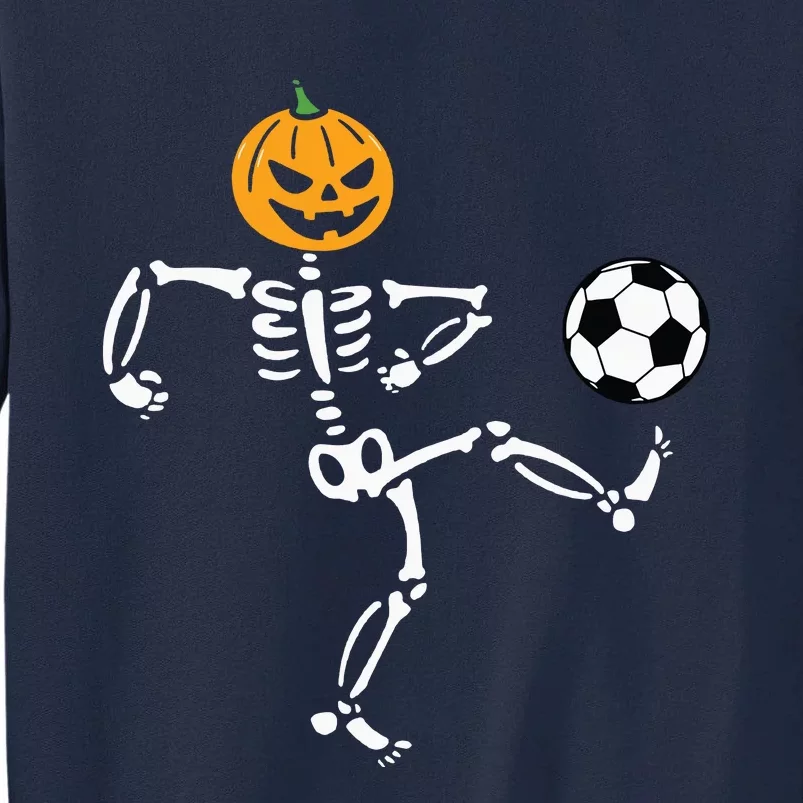 Pumpkin Skeleton Soccer Player Halloween Boy Soccer Tall Sweatshirt