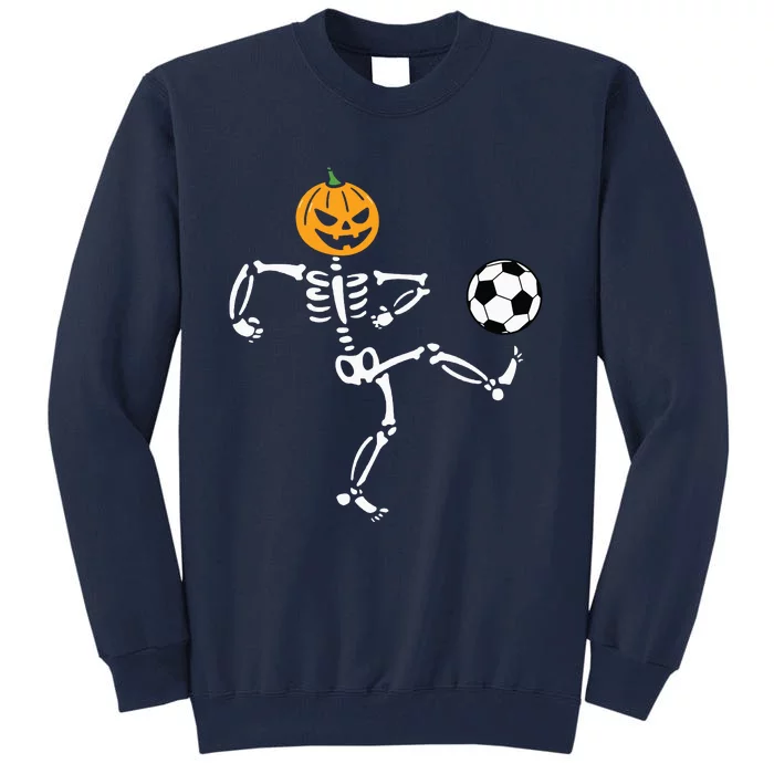 Pumpkin Skeleton Soccer Player Halloween Boy Soccer Tall Sweatshirt