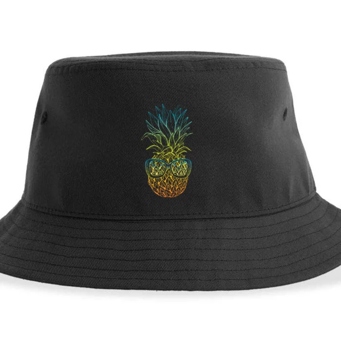 Pineapple Sunglasses Summer Fruit In Glasses Cool Tropical Funny Sustainable Bucket Hat