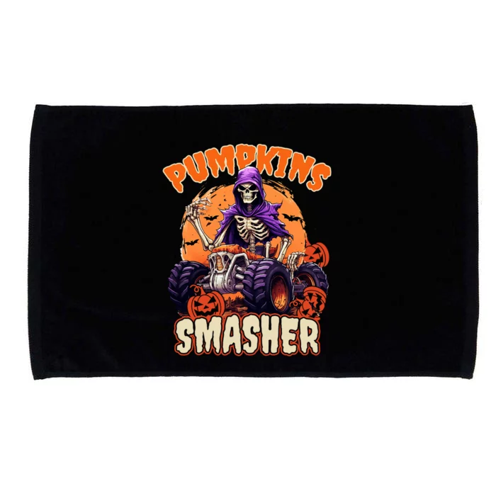 Pumpkins Smasher Skeleton Monster Truck Lover Gift Microfiber Hand Towel