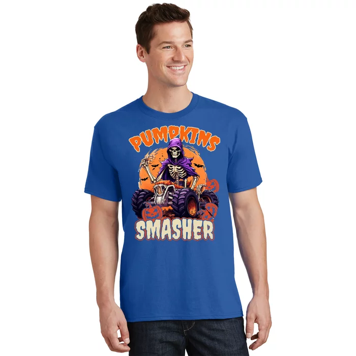 Pumpkins Smasher Skeleton Monster Truck Lover Gift T-Shirt