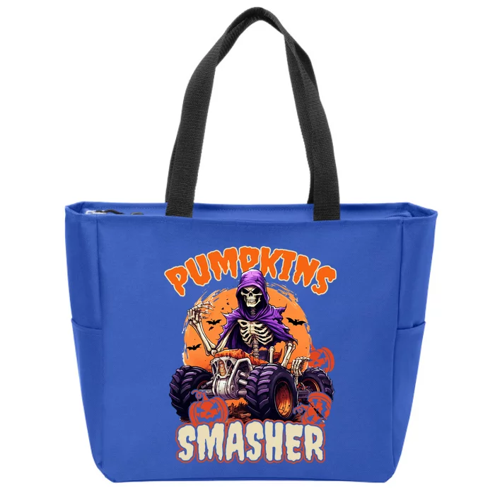 Pumpkins Smasher Skeleton Monster Truck Lover Gift Zip Tote Bag