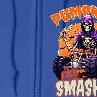 Pumpkins Smasher Skeleton Monster Truck Lover Gift Full Zip Hoodie