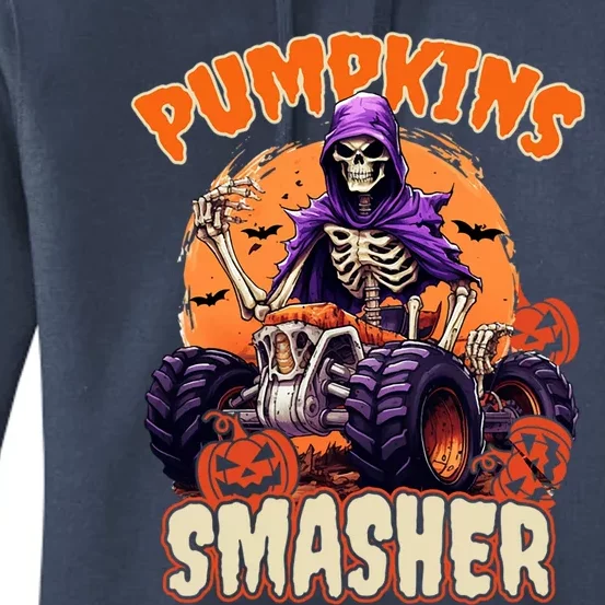 Pumpkins Smasher Skeleton Monster Truck Lover Gift Women's Pullover Hoodie