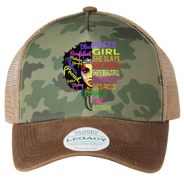 Pisces She Slays & Prays February March Birthday Gift Legacy Tie Dye Trucker Hat