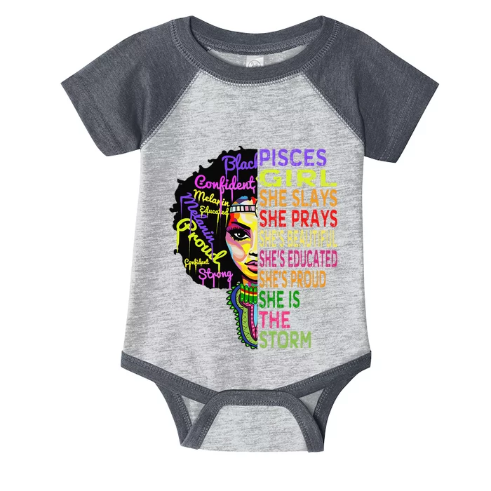 Pisces She Slays & Prays February March Birthday Gift Infant Baby Jersey Bodysuit