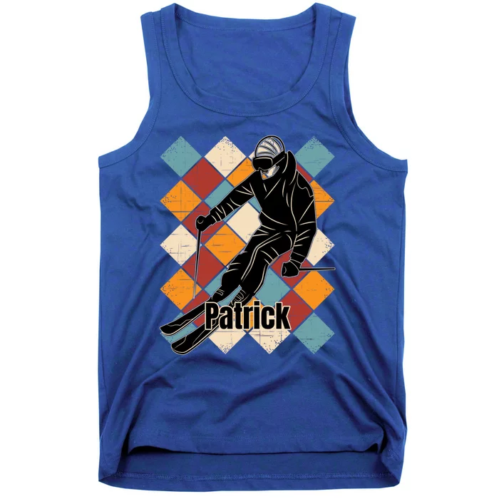 Patrick Skiing Slopes Vintage Skier Name Funny Gift Tank Top