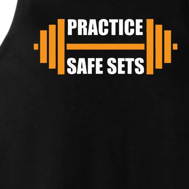 Practice Safe Sets Funny Weightlifting Ladies Tri-Blend Wicking Tank