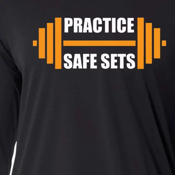 Practice Safe Sets Funny Weightlifting Cooling Performance Long Sleeve Crew