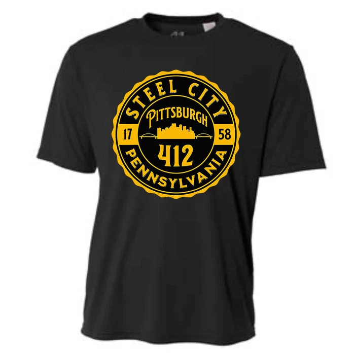 Pittsburgh Skyline Steel City 412 Pennsylvania Home Vintage Cooling Performance Crew T-Shirt