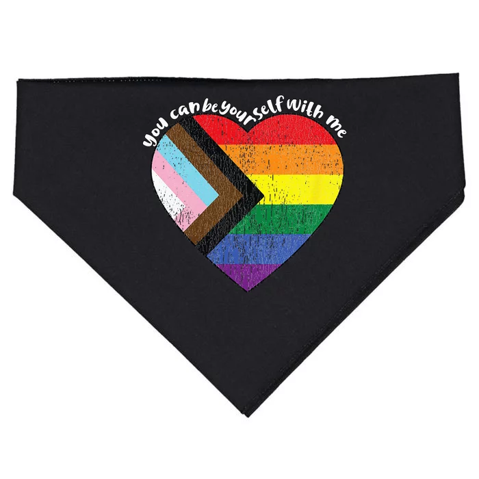 Pride Safe Space Heart LGBTQ+ You Can Be Yourself With Me USA-Made Doggie Bandana