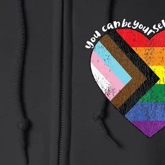 Pride Safe Space Heart LGBTQ+ You Can Be Yourself With Me Full Zip Hoodie