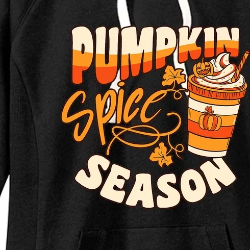 Pumpkin Spice Season Latte Coffee Fall Autumn Funny Women's Fleece Hoodie