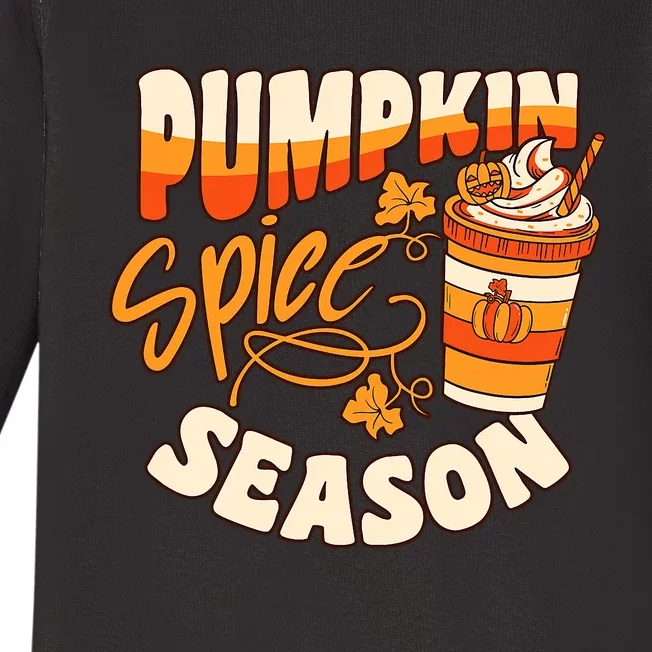 Pumpkin Spice Season Latte Coffee Fall Autumn Funny Baby Long Sleeve Bodysuit