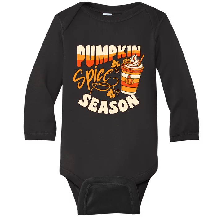 Pumpkin Spice Season Latte Coffee Fall Autumn Funny Baby Long Sleeve Bodysuit