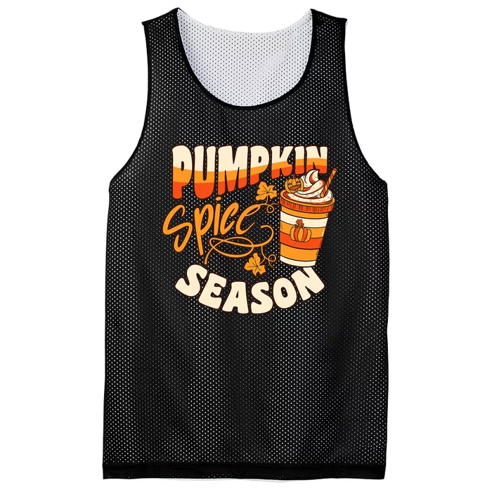 Pumpkin Spice Season Latte Coffee Fall Autumn Funny Mesh Reversible Basketball Jersey Tank