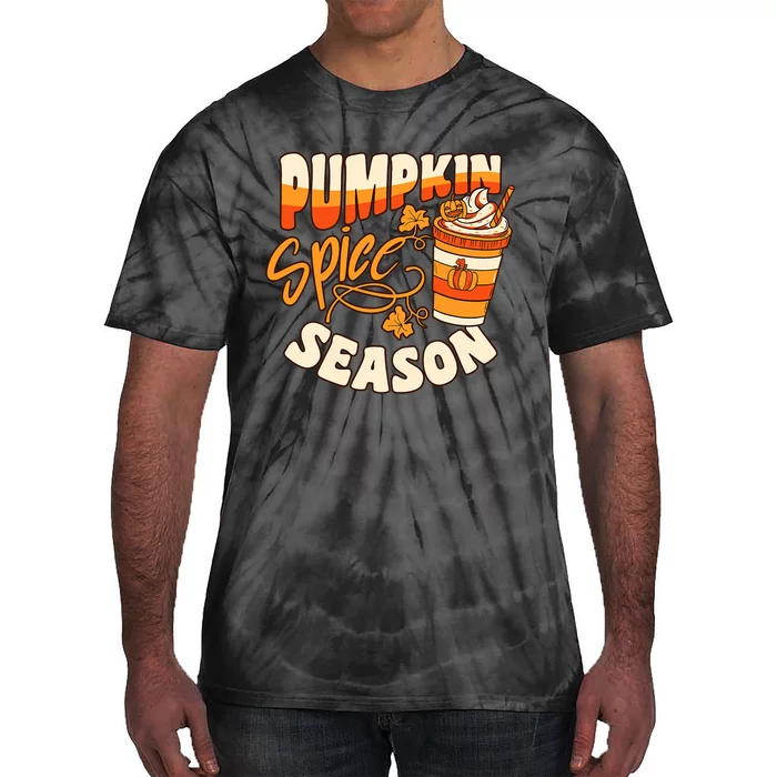 Pumpkin Spice Season Latte Coffee Fall Autumn Funny Tie-Dye T-Shirt