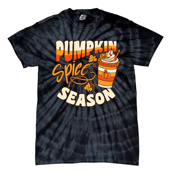 Pumpkin Spice Season Latte Coffee Fall Autumn Funny Tie-Dye T-Shirt