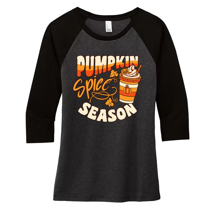 Pumpkin Spice Season Latte Coffee Fall Autumn Funny Women's Tri-Blend 3/4-Sleeve Raglan Shirt