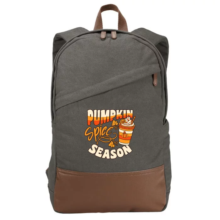 Pumpkin Spice Season Latte Coffee Fall Autumn Funny Cotton Canvas Backpack