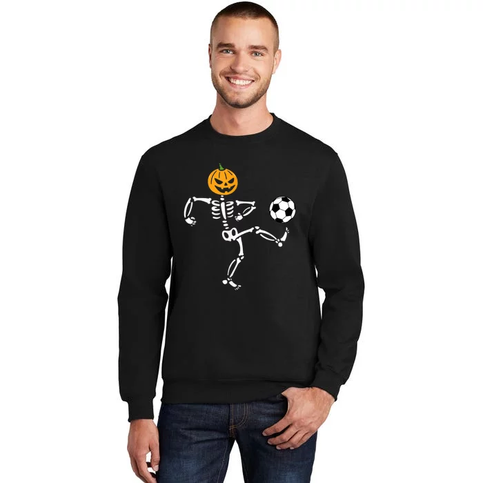 Pumpkin Skeleton Soccer Player Halloween Soccer Sweatshirt