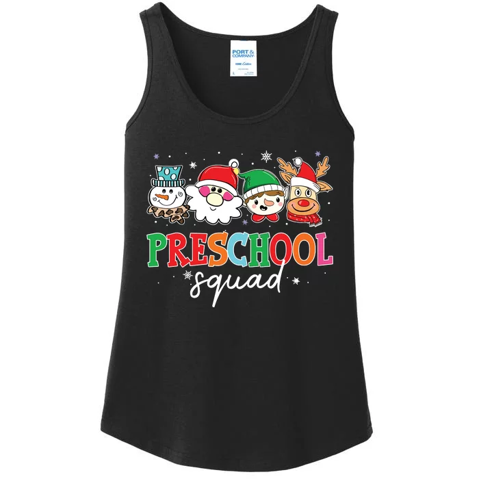 Preschool Squad Santa Reindeer Snowman Teacher Christmas Ladies Essential Tank