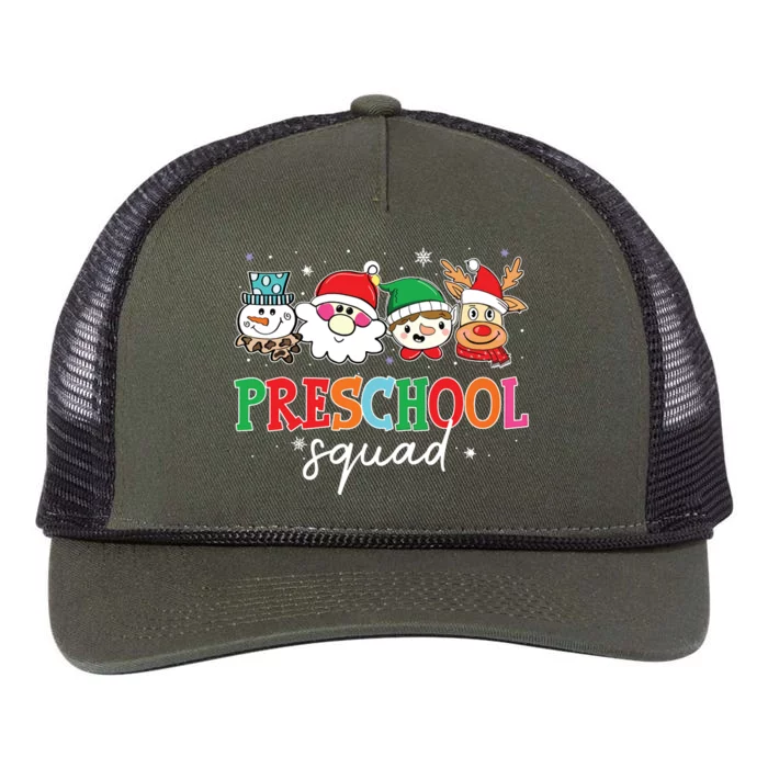 Preschool Squad Santa Reindeer Snowman Teacher Christmas Retro Rope Trucker Hat Cap