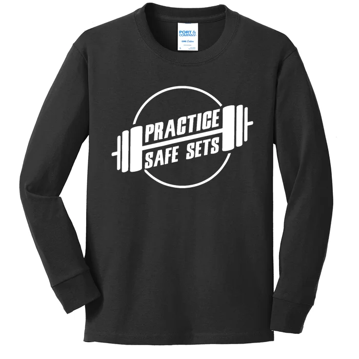 Practice Safe Sets Workout Fitness Motivation Gym Training Kids Long Sleeve Shirt