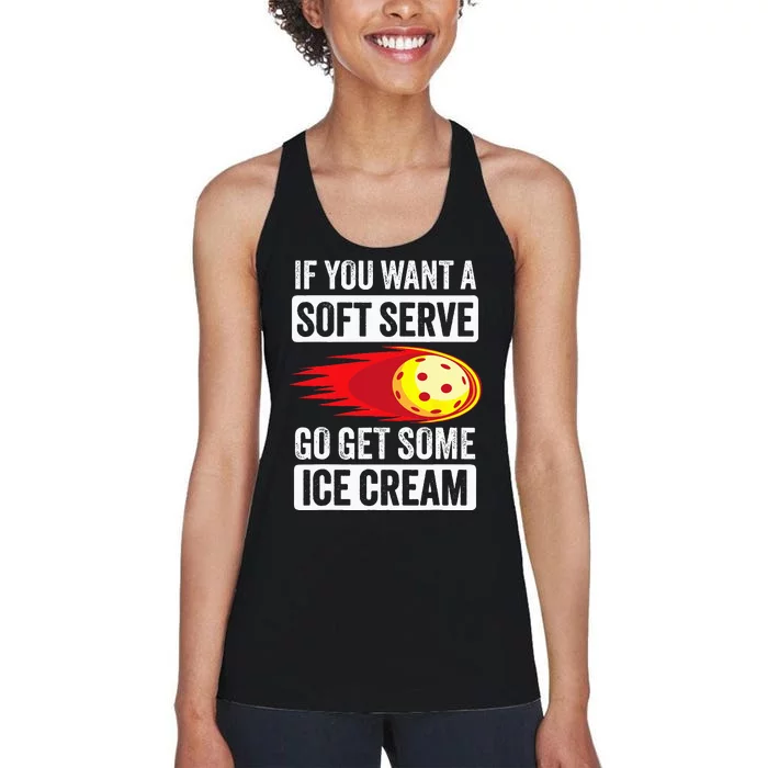 Pickleball Soft Serve Ice Cream Funny Pickleball Women's Racerback Tank