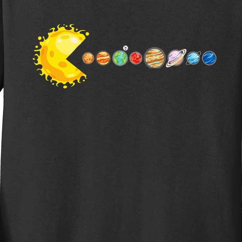 Planetary System Star Eating Planets Sun Funny Astronomy Kids Long Sleeve Shirt