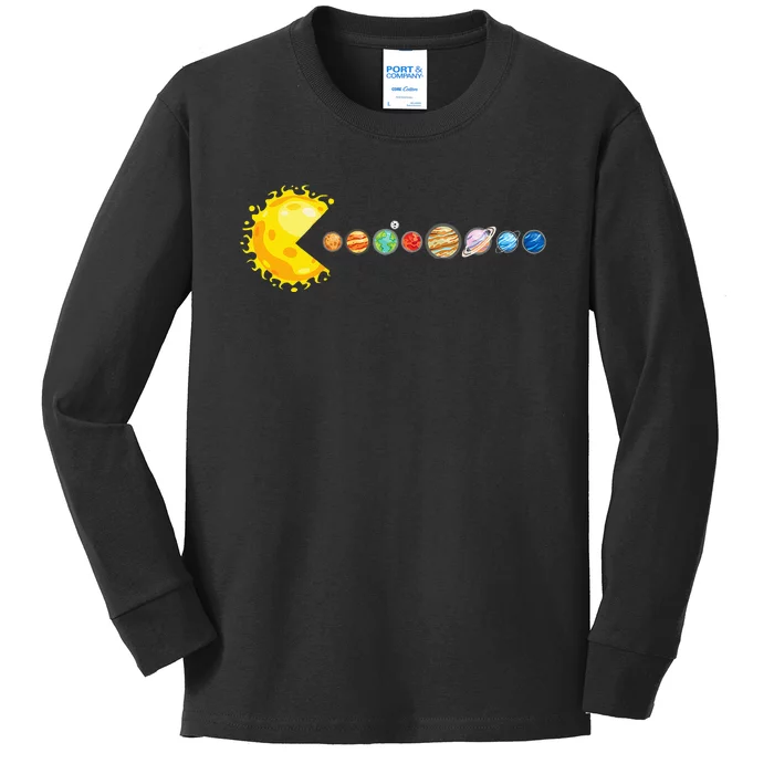 Planetary System Star Eating Planets Sun Funny Astronomy Kids Long Sleeve Shirt