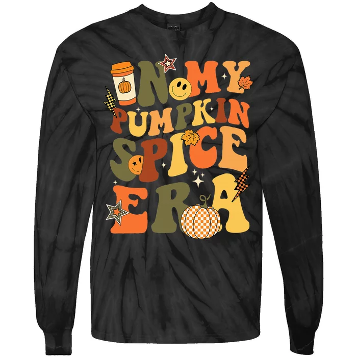 Pumpkin Spice Season Retro Autumn Thanksgiving Vibes Tie-Dye Long Sleeve Shirt