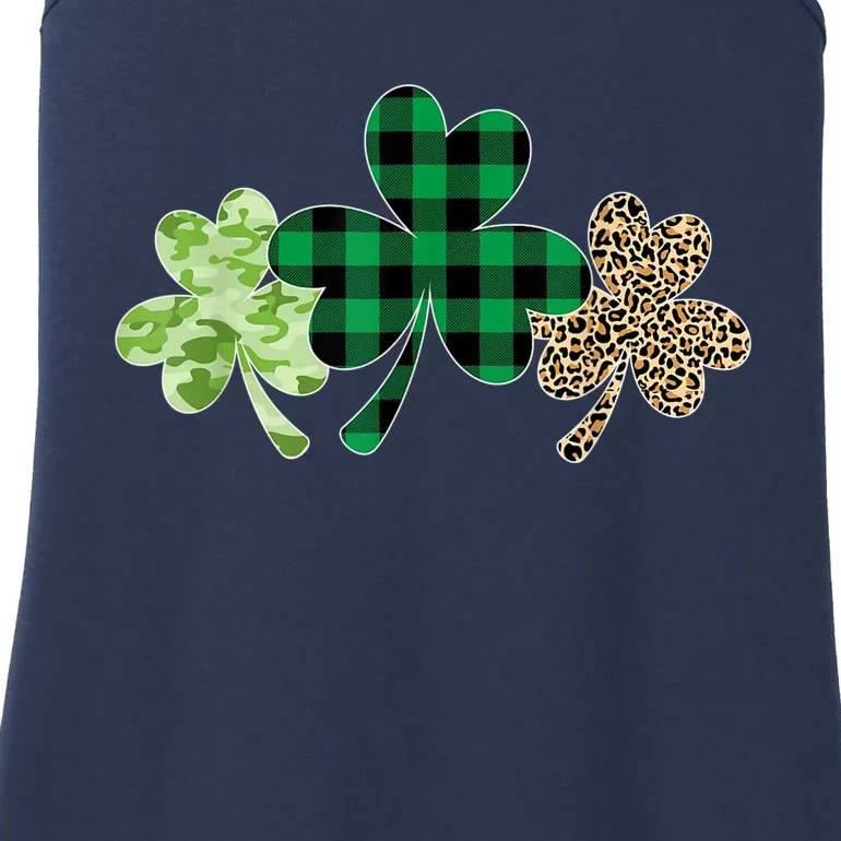 Plaid Shamrock Shirt Leopard Camouflage Fun St Patricks Day Ladies Essential Tank