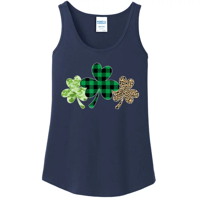 Plaid Shamrock Shirt Leopard Camouflage Fun St Patricks Day Ladies Essential Tank