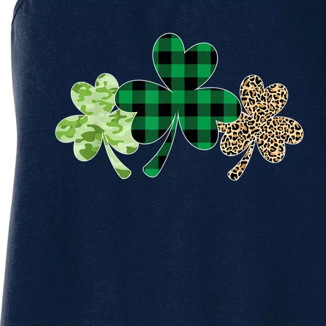 Plaid Shamrock Shirt Leopard Camouflage Fun St Patricks Day Women's Racerback Tank