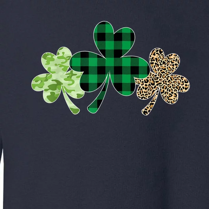 Plaid Shamrock Shirt Leopard Camouflage Fun St Patricks Day Toddler Sweatshirt