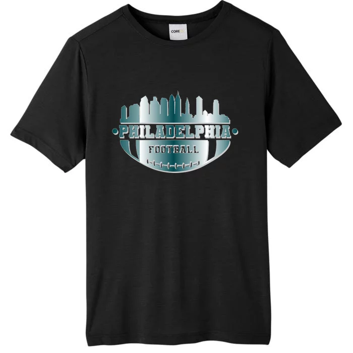 Philadelphia Skyline Shaped Into Football ChromaSoft Performance T-Shirt