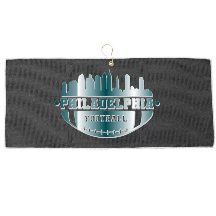 Philadelphia Skyline Shaped Into Football Large Microfiber Waffle Golf Towel