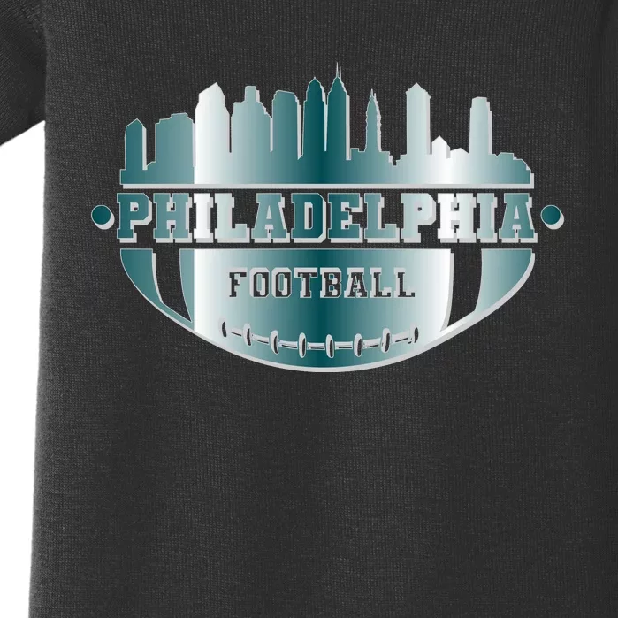 Philadelphia Skyline Shaped Into Football Baby Bodysuit