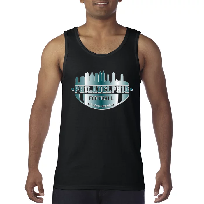 Philadelphia Skyline Shaped Into Football Tank Top