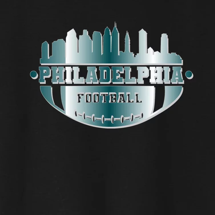 Philadelphia Skyline Shaped Into Football Women's Crop Top Tee