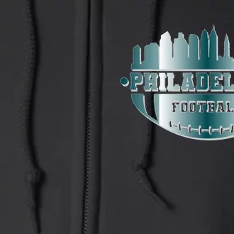 Philadelphia Skyline Shaped Into Football Full Zip Hoodie