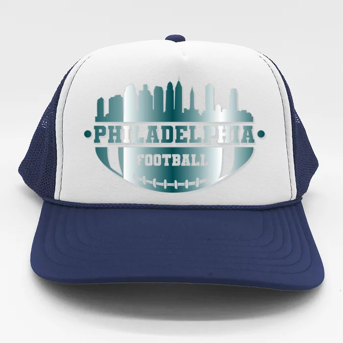 Philadelphia Skyline Shaped Into Football Trucker Hat