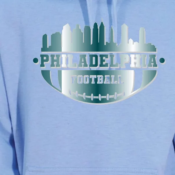 Philadelphia Skyline Shaped Into Football Unisex Surf Hoodie